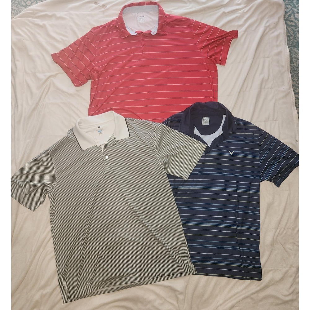Lot of 3 Mens Golf Polo shirts XL & 2XL. Calloway, ProTour, Moheen